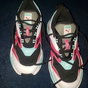Puma Kids Black, Pink, and Blue Sneakers